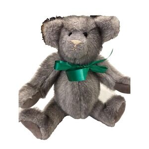 vintage 16 inch grey bear articulating joints, leather paws, center seam